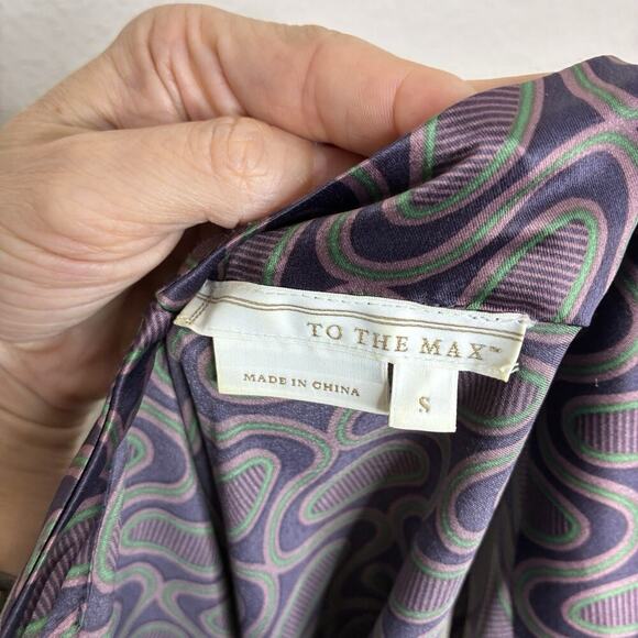 To the Max Cowl Neck Sleeveless V-Back Purple Pocketed Shift Dress S - Picture 8 of 8